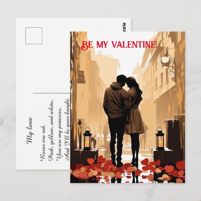 Carte Postale Saint-Valentin. Parlez de votre amour ! (Devant / Derrière)