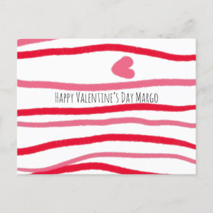 Carte Postale Saint-Valentin rayures et cœur de peintre