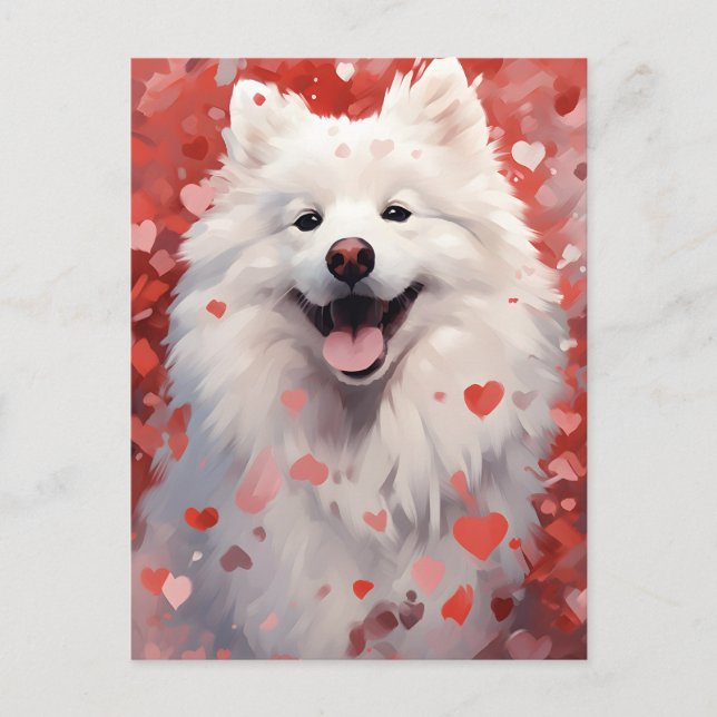Carte Postale Saint-Valentin Samoyède (Devant)
