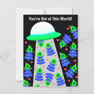 Carte Postale Saint-Valentin scolaire avec des aliens par Jo Ima