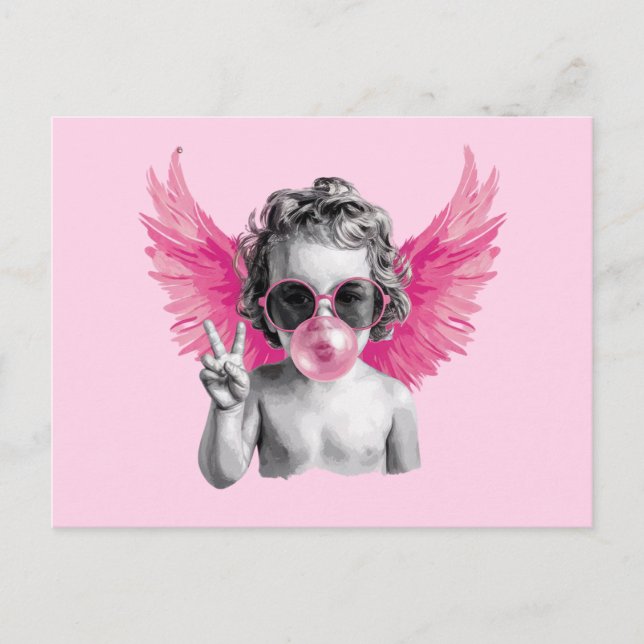 Carte Postale Saint Valentin souffler la bulle Cupid Valentines  (Devant)