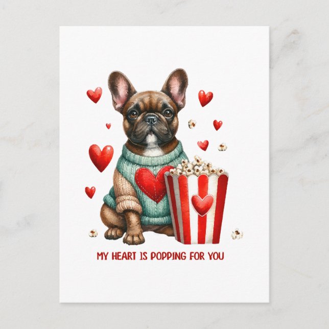 Carte Postale Saint Valentines Bulldog français (Devant)