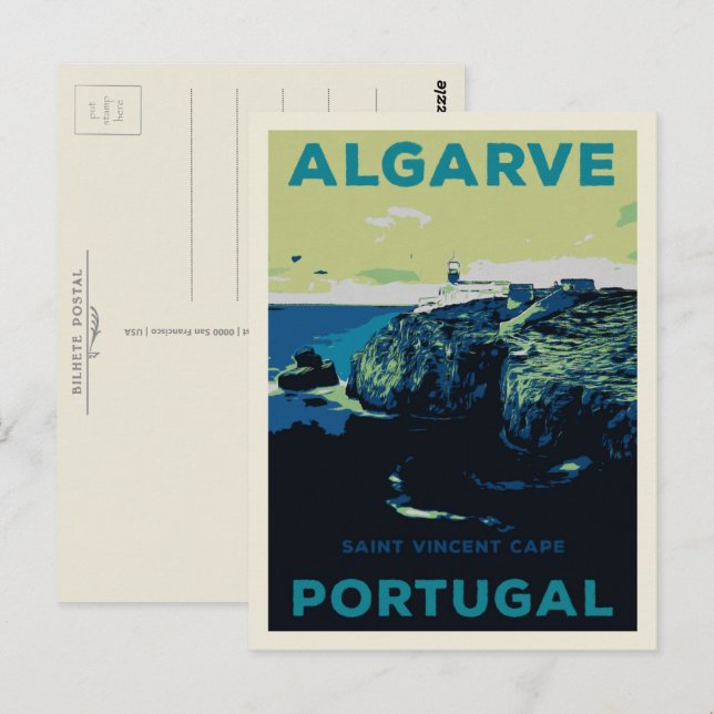 Carte Postale Saint Vincent cape illustration Algarve Portugal (Devant / Derrière)