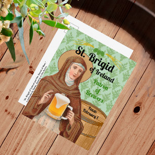Carte Postale Sainte Brigid d'Irlande et son tonneau de bière