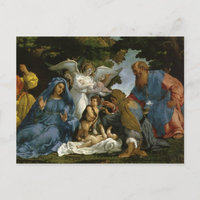Carte Postale Sainte Famille avec Saints et Anges (Devant)