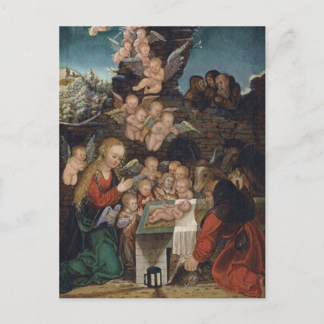Carte Postale Sainte Famille et Cherubs (Devant)