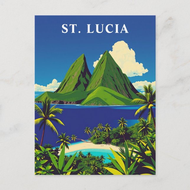 Carte Postale Sainte-Lucie Caraïbes Iles de voyage Art (Devant)