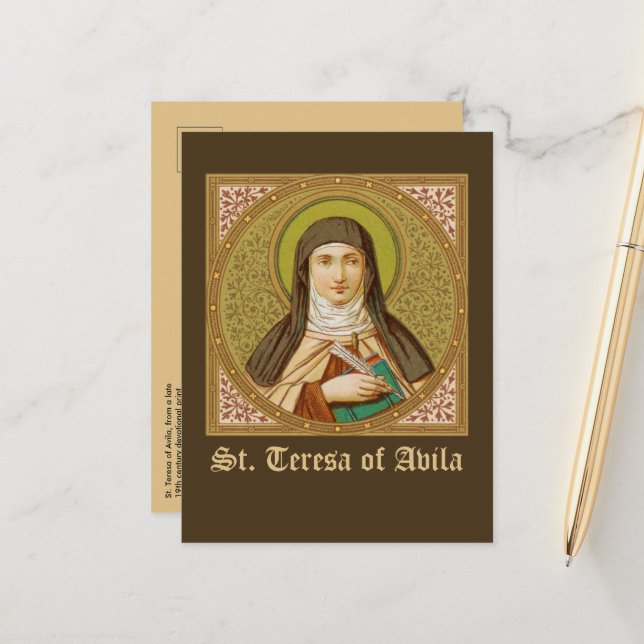 Carte Postale Sainte Thérèse d'Avila (SNV 27) (Image carrée) Hor (Devant/Arrière en situation)