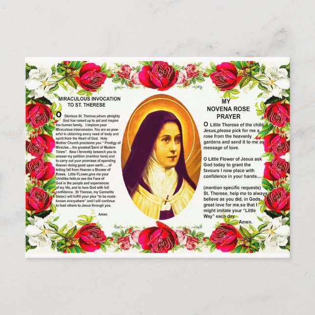 Carte Postale Sainte Thérèse la petite fleur de Jésus (Devant)