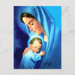 Carte Postale Sainte Vierge Marie avec Bébé Jésus