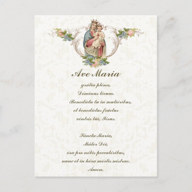 Carte Postale Sainte Vierge Salut Marie Jésus Vintage latin (Devant)