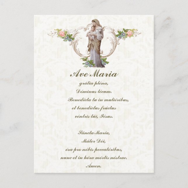 Carte Postale Sainte Vierge Salut Marie Jésus Vintage latin (Devant)