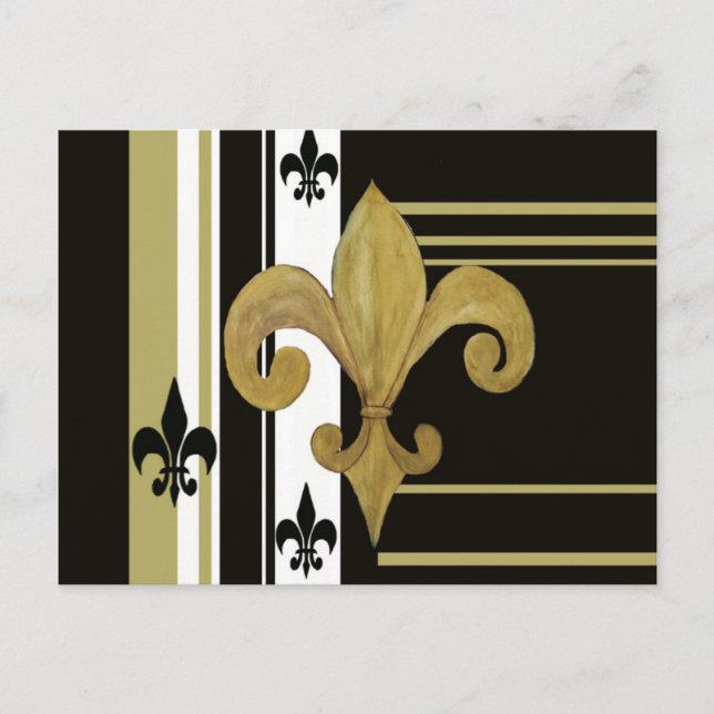 Carte Postale Saints Noir et Or Fleur de lis (Devant)