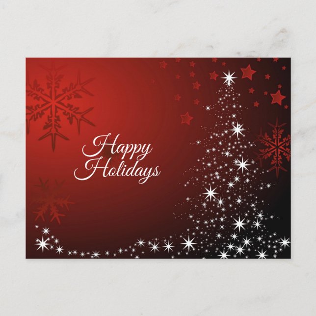 Carte Postale Saison de Noël Etoiles blanches Arbre Red Snowflak (Devant)