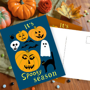 Carte Postale Saison éffrayante Citrouilles Ghost Bat HAPPY HALL
