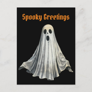 Carte Postale Saison Éffrayante vintage du fantôme d'Halloween