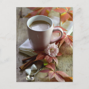 Carte Postale Saison rustique cacao automnale & feuille encore v