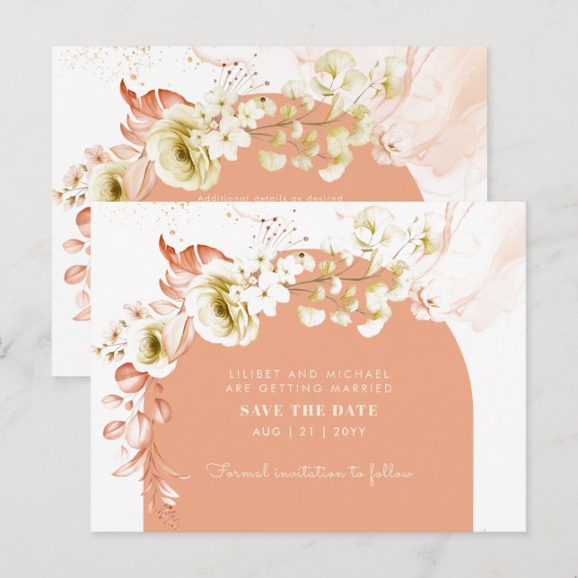 Carte Postale Saisons Chute Plus Tôt Mélange Boho Floral Mariage (Devant / Derrière)