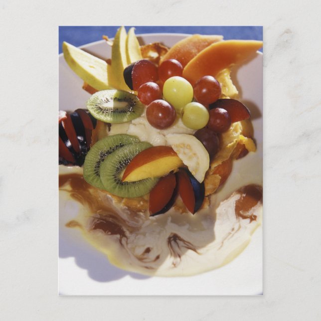 Carte Postale Salade de fruits avec glace. (Devant)