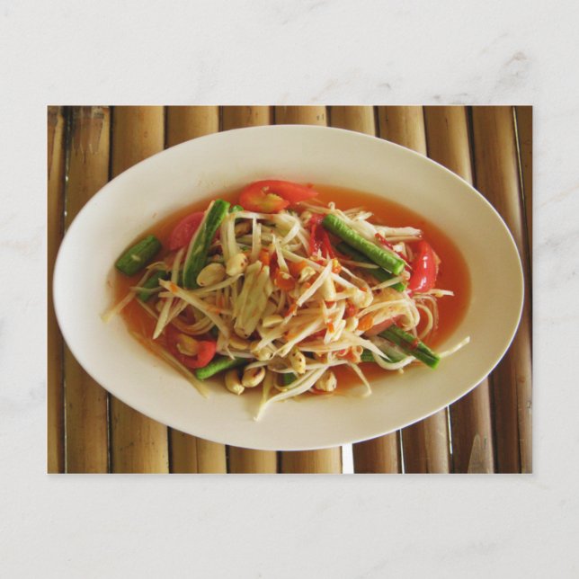 Carte Postale Salade de Papaya épicé [Som Tam] ... Thai Lao Food (Devant)