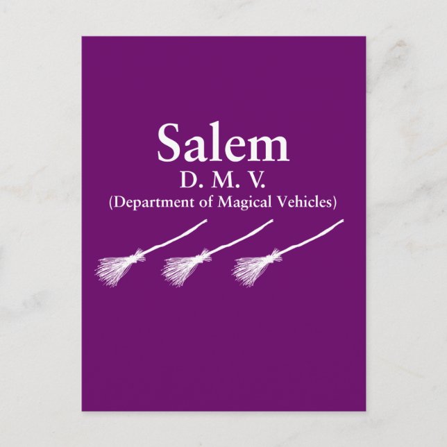 Carte Postale Salem Département des Véhicules Magiques (Devant)
