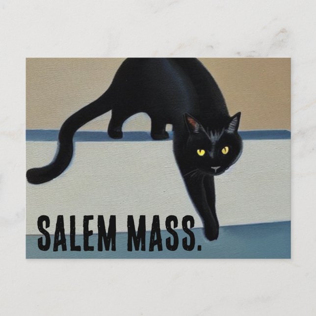 Carte Postale Salem Massachusetts Chat noir Whimsical Cheeky (Devant)