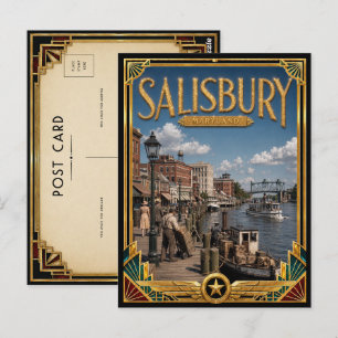 Carte Postale Salisbury Maryland Art Déco vintage Âge d'or