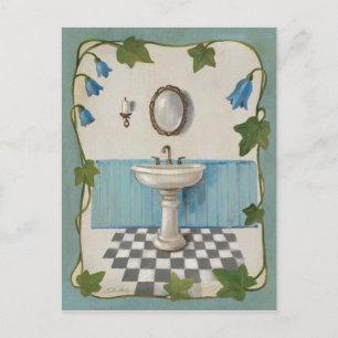 Carte Postale Salle de bain avec Frontière Florale