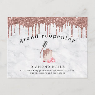Carte Postale Salon à ongles d'or rose Grand réouverture Sécurit
