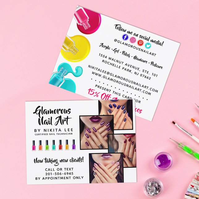 Carte Postale Salon d'art technique de l'ongle arc-en-ciel lumin (Créateur téléchargé)