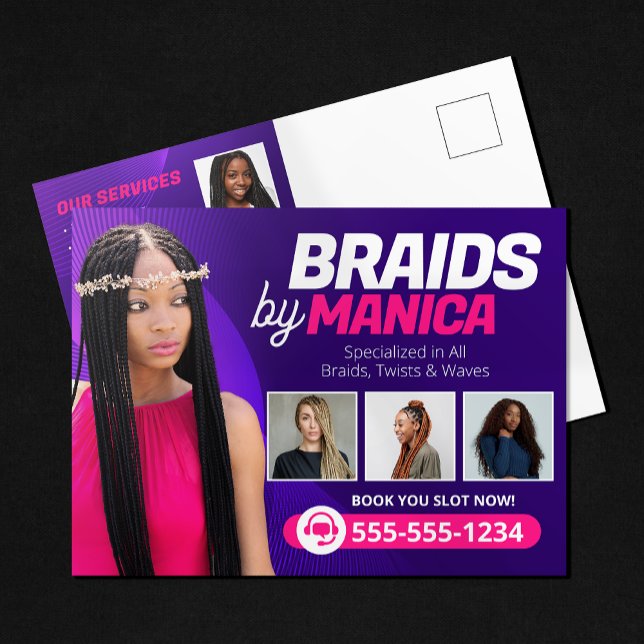 Carte Postale Salon de Braiing Moderne Prolongations de cheveux  (Créateur téléchargé)
