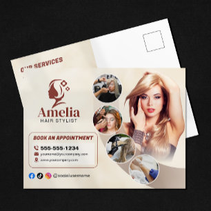 Carte Postale Salon de coiffure élégant Biege Maquillage Épilati