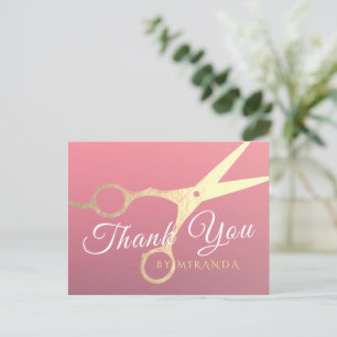 Carte Postale Salon de maquillage moderne ciseaux d'or rose