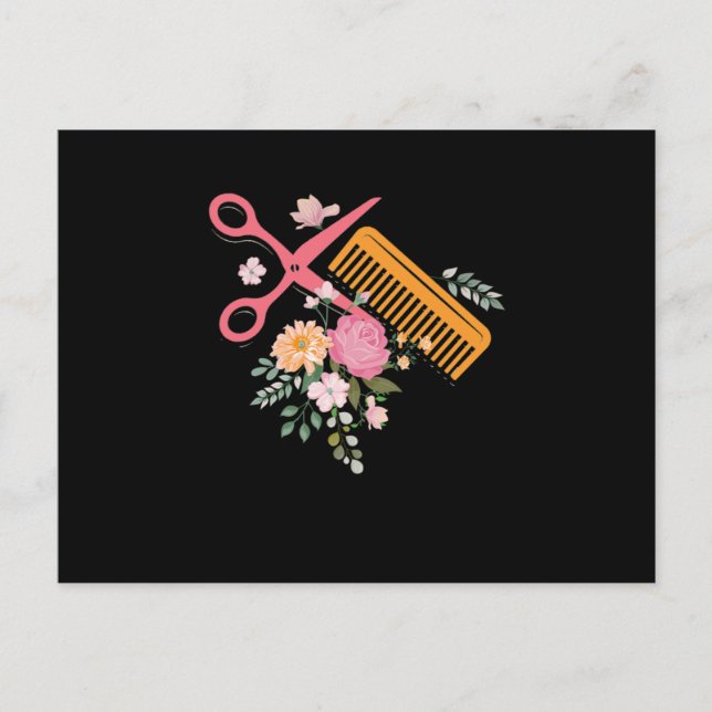 Carte Postale Salon des cheveux Coiffeur ciseaux Coiffeur Stylo  (Devant)