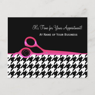 Carte Postale Salon rose et noir Houndstooth sur rendez-vous