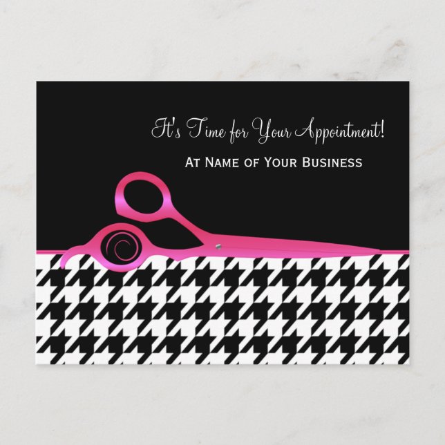 Carte Postale Salon rose et noir Houndstooth sur rendez-vous (Devant)
