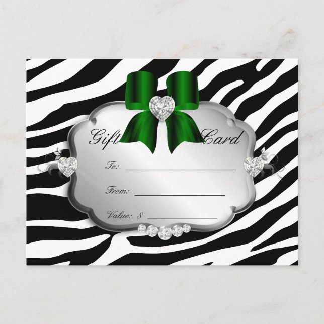 Carte postale Salon Zebra Jewels Bow Green (Devant)
