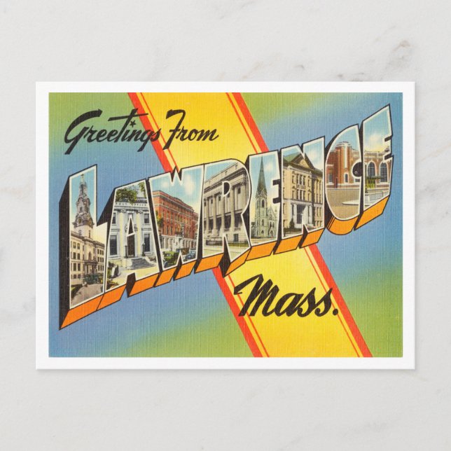 Carte Postale Salut de Lawrence, Massachusetts Travel (Devant)