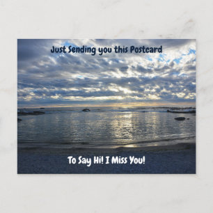 Carte Postale Salut et vous me manquez Sunset sur l'Océan Bleu