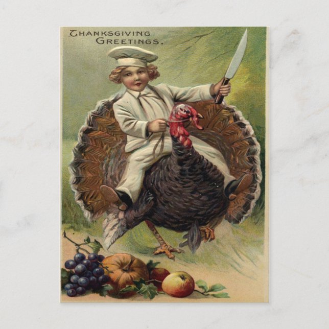Carte Postale Salutation antique Thanksgiving (Devant)