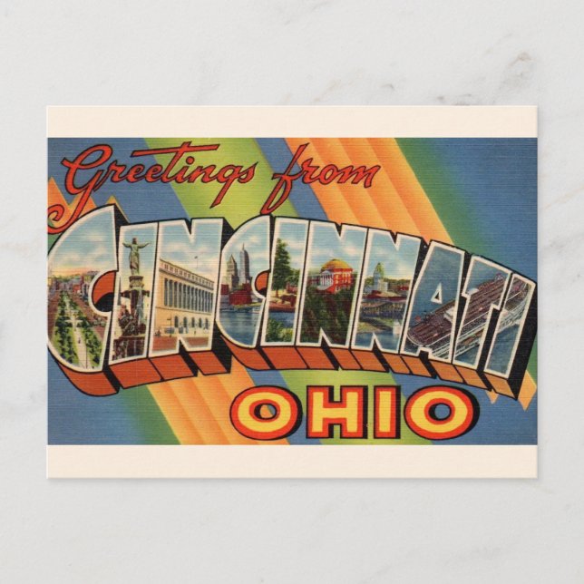 Carte Postale Salutation Cincinnati vintage (Devant)