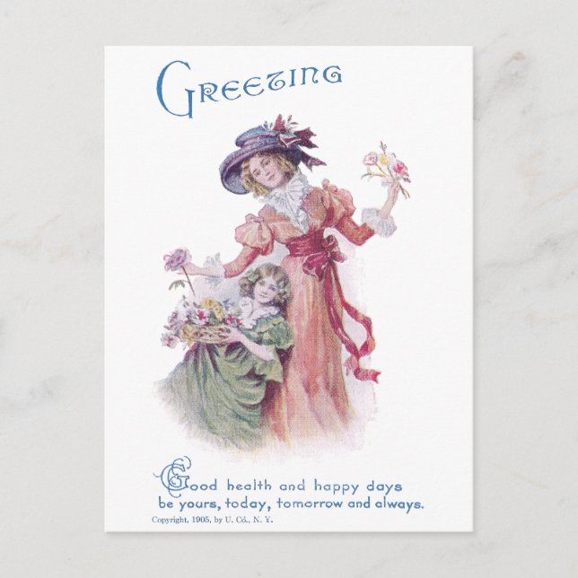 Carte Postale Salutation d'anniversaire de la femme et de la fil (Devant)