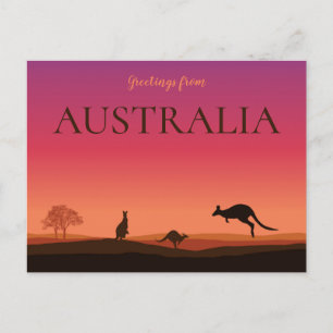 Carte Postale Salutation d'Australie Kangaroos Travel