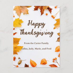 Carte Postale Salutation de Bon thanksgiving feuille d'automne