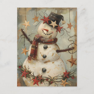 Carte Postale Salutation de Noël avec Snowman
