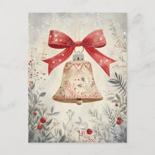 Carte Postale Salutation de Noël Festive Bell