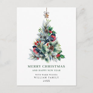 Carte Postale Salutation de Noël minimaliste Élégante Arbre à Pi