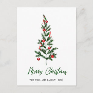 Carte Postale Salutation de Noël minimaliste Élégante Arbre à Pi