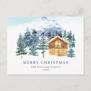 Carte Postale Salutation de Noël minimaliste Élégante Arbre à Pi