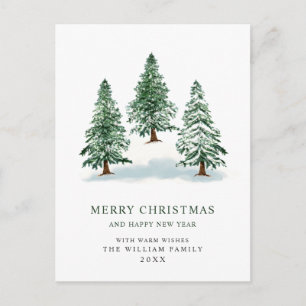 Carte Postale Salutation de Noël minimaliste Élégante Arbre à Pi